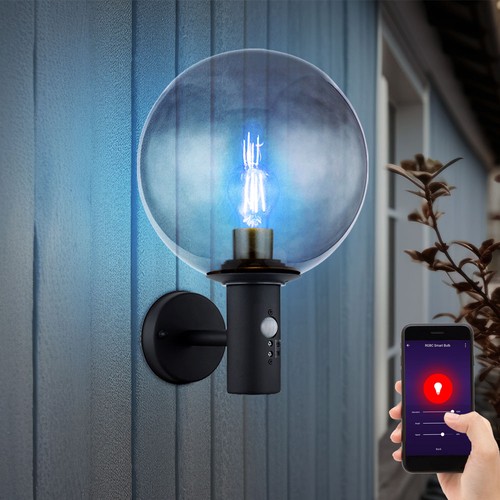 Lampada Da Parete Esterna Hofstein - Antracite E Vetro Fumo - IP44 Per Ingresso, Terrazza, Balcone