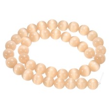 38Pcs, Champagne Cat's Eye Stone Beads 10mm Round Crystal Loose Bead