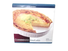 CorningWare F-3-B French White 10" Round Baking Dish 24cm Quiche Tart Pan