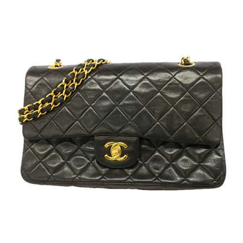 Chanel Double Flap Chain Shoulder Bag Quilted Lambskin Black Women's #OTB4287