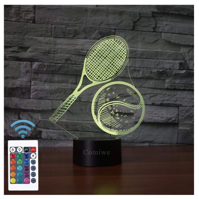 Tennis 3D Illusion Night Light,16 Colors Change Smart Touch & Remote Control,...