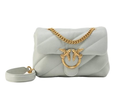 Pinko Women's Love Puff Mini Cl Sheep Nappa 100039 Gray Pearl K32Q