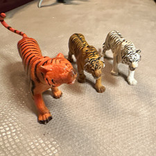 Tiger Figurine Lot of 3 - Orange, White & Yellow Tiger Figurines