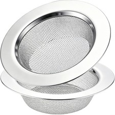 2 Pack Stainless Steel Kitchen Sink Strainer 4.5" Wide Rim, Anti-Clogging Drain