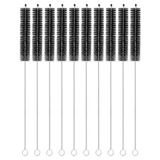 10Pcs Drinking Straw Cleaning Brushes 10" x 5/8" Nylon Straw Brush Black