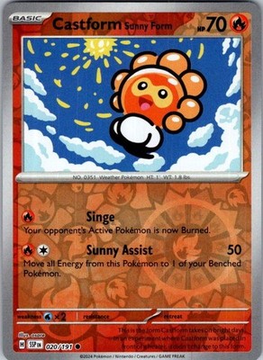 Pokemon | SV08: Surging Sparks | Castform Sunny Form - | 020/191 | Reverse Holo