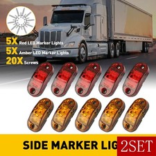 2set Smoked Round Side Marker Lights Truck Trailer Amber Red 34led Bullet Ligh