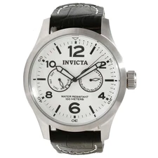 Invicta Men's Watch Specialty Quartz White Dial Black Leather Strap 12171