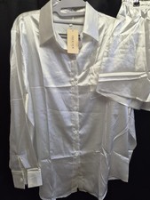 Ladies 2pc Satin Pyjama Set Casual Soft Nightwear Top And Shorts Size Medium
