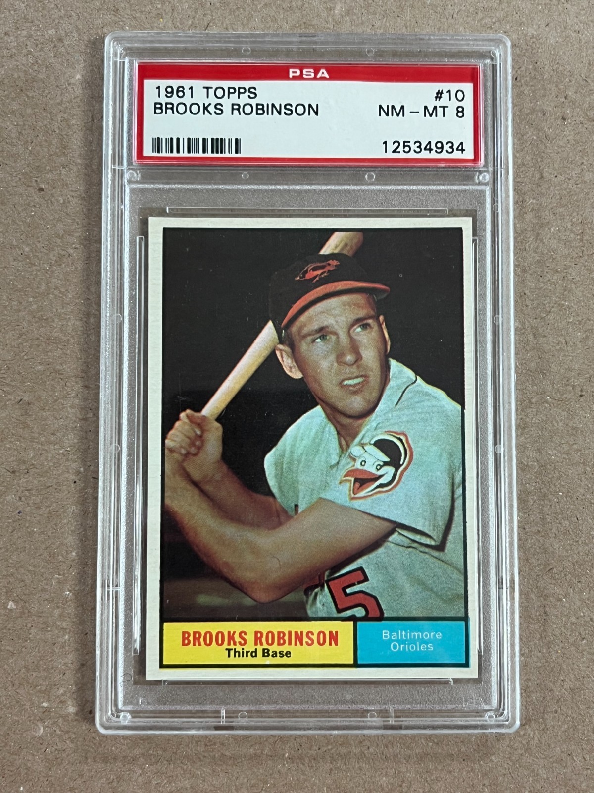 1961 Topps Brooks Robinson #10 Baltimore Orioles Graded PSA 8 NM-MT