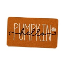 Hello Pumpkin Fall Doormat, Autumn Home Decor 17" x 29" Rectangular Orange