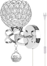 Modern Crystal Wall Light Flush Mount Wall Sconces Lamp Chrome Finish Bedside Li