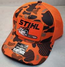 STIHL Patch on Richardson 112 Trucker Hat Snapback / Blaze Orange Camo
