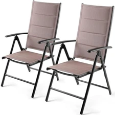 Folding patio chairs set of 2, outdoor dinning chairs with anti-rust a