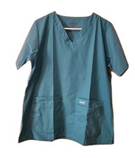 Women's Landau Scrub Top Teal 8219BTPL 4 Pockets Size Med Nurse