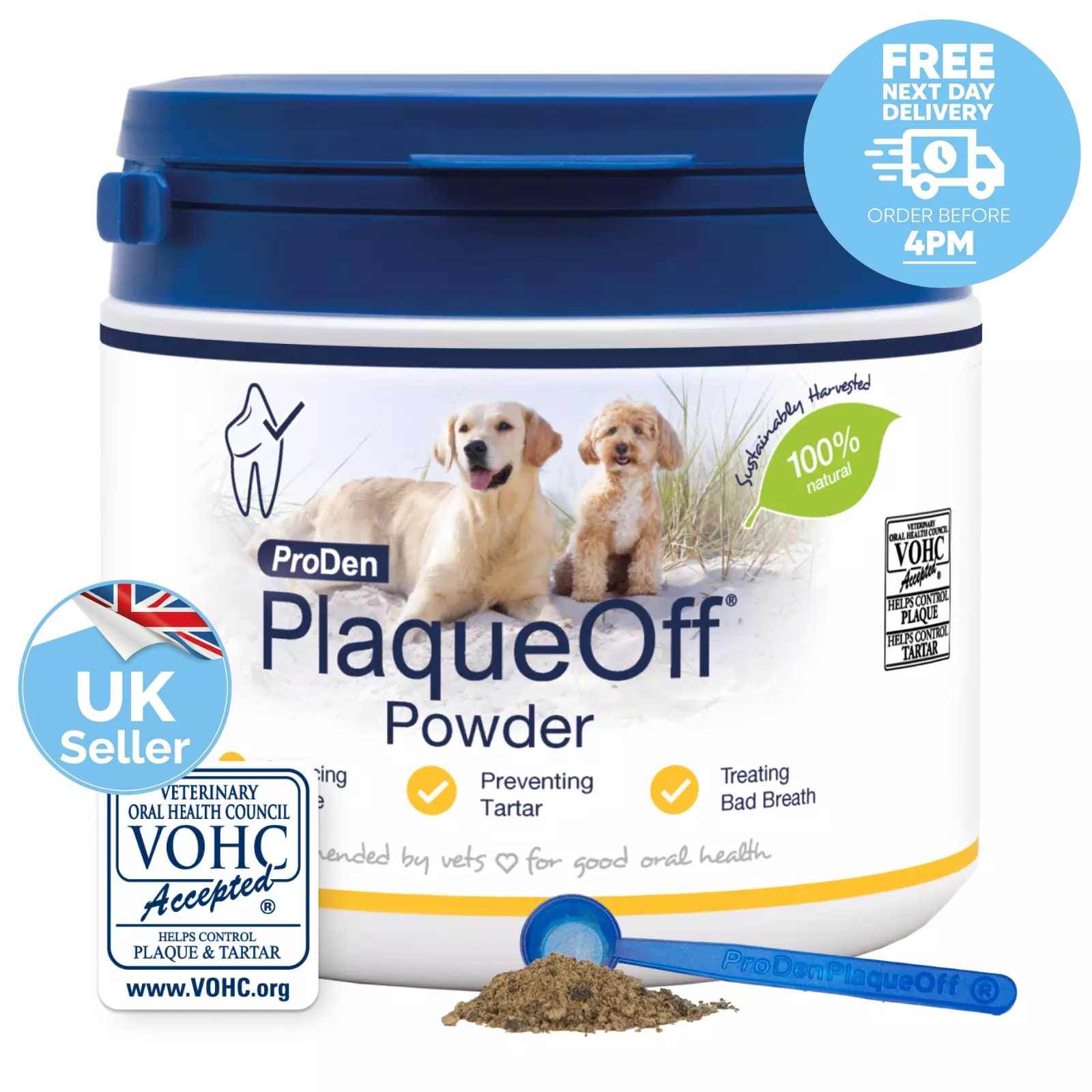 Dental PlaqueOff Powder Dogs and Cats Removes Plaque Tartar Bad Breath 420g