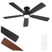 46 inch Ceiling Fans with Lights, Flush Mount Ceiling Fan and 46 Inch 1 Black