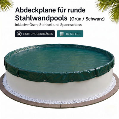 Winterabdeckung Poolplane Rund Abdeckplane Stahlwandbecken 90g/m² wählbar