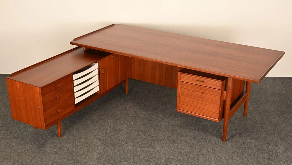 Escritorio ejecutivo de teca Arne Vodder para Sibast, 1958 Foto 3 de 4