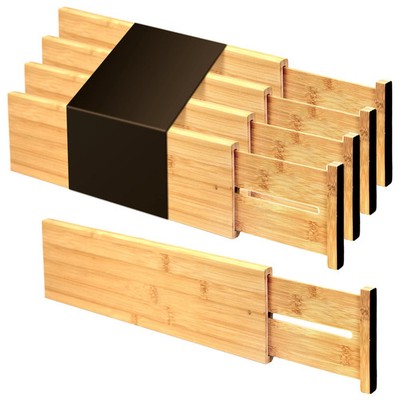 Utoplike 4 Stück Bambus erhöhte und verlängerte Schubladenteiler, Holz verstellbar