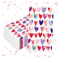 100Pcs Valentine's Day Guest Napkins Colorful Love Heart Paper Napkins