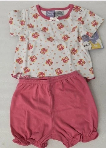Vintage Care Bears 2005 Love A Lot Bear Baby Girl 2pc Outfit 6-9 Months NWT Pink