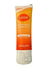 Lume WholeBody Deodorant Invisible Cream 3oz Aluminum Free Scent Clean Tangerine