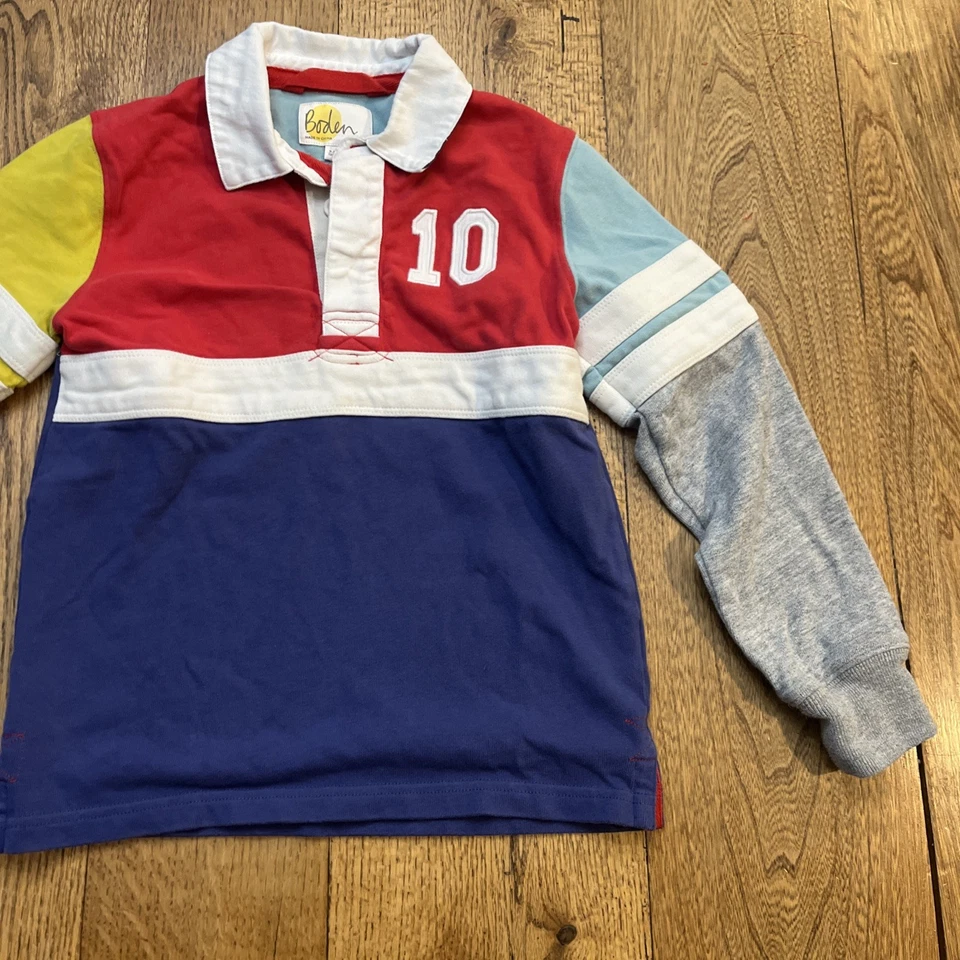 Mini Boden 男孩经典橄榄球衬衫带领,尺寸 7-8 青少年 — 第 3/4 张图片