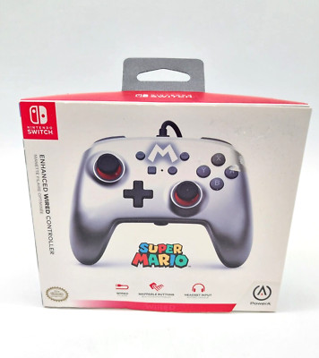 PowerA Nintendo Switch Enhanced Wired Controller Mario Silver #KT4995M-