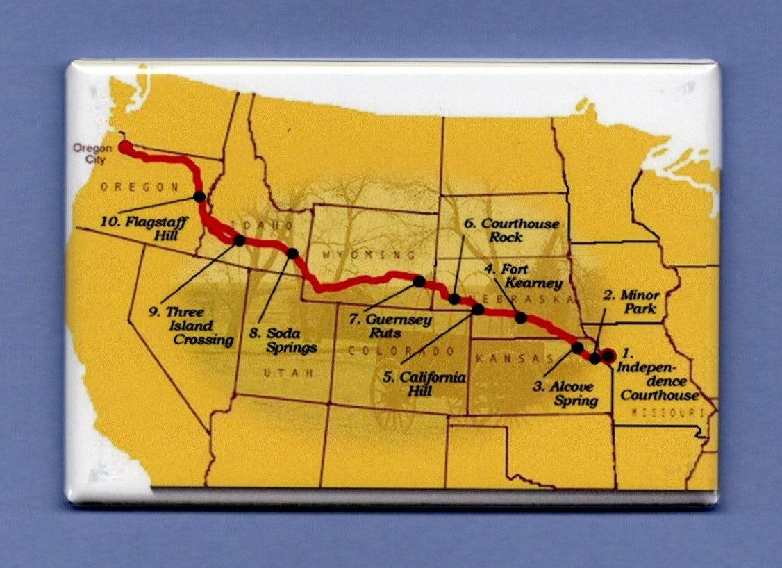 OREGON TRAIL MAP 2X3 FRIDGE MAGNET EMIGRATION PACIFIC NORTHWEST OX