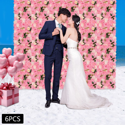 6Packs Flower Wall Panel Artificial Floral Backdrop Artificial Flower Panels NEW