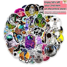 50pcs Waterproof Vinyl Stickers Astronaut NASA Alien Luggage Phone Laptop Window