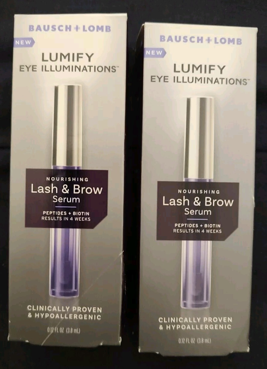 2 Bausch & Lomb Lumify Eye Illuminations Lash & Brow Serum 0.12oz Peptide Biotin
