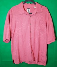 Jamaica Jaxx 100% Silk Coral Hawaiian Shirt Island Tropical Men Large