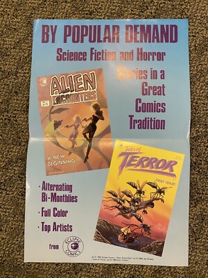 1985 Eclipse Comics Promo Store POSTER Alien Encounters Tales of Terror ...