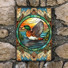 Mallard Duck Metal Wall Sign 8x12", Rustic Wildlife Hunting Decor for Cabins