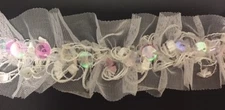 2&1/4" WHITE SEQUIN STRETCH TRIM ON TULLE 10 METERS