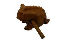 Vintage  Wooden Lucky Frog Croaking Musical Instrument 