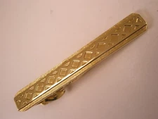 1-15/16" XXXXXX Pattern Gold Tone Vintage Tie Bar Clip simple plain