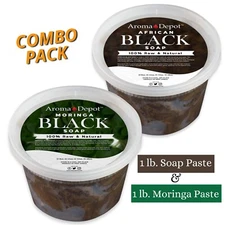 African Shea Butter  1 lb. Raw  Black Soap  Bar or Paste Natural COMBO PACK