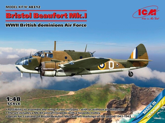 Icm 48312 - 1:48 Bristol Beaufort Mk.I, WWII British Dominions Air Force - New