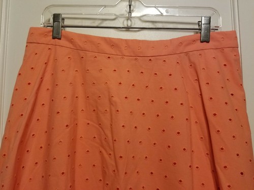 J. Falda midi en niveles crew en ojal popelín, algodón, naranja, forrada, talla 12, nueva con etiquetas - Imagen 5 de 12