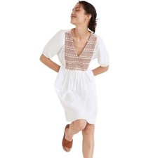 Madewell Embroidered Poplin V-Neck Mini Dress