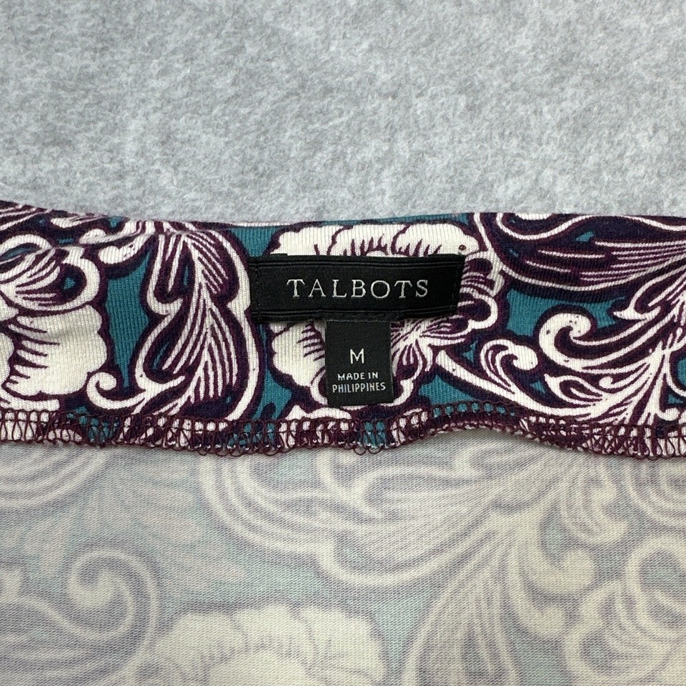 Talbots Top Womens Medium Blue Purple Drape Neck Stretch Light Career