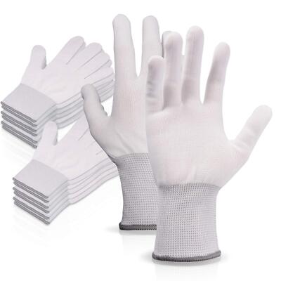 Nylon White Working Gloves Labor Vinyl Wrap Gloves Nonslip Pc Building Gloves