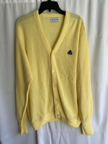 Vintage Izod Yellow Cardigan Sweater XL 