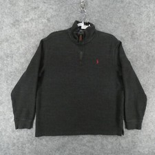 Polo Ralph Lauren Sweater Mens Large Long Sleeve Pullover Dark Gray 1/4 Zip