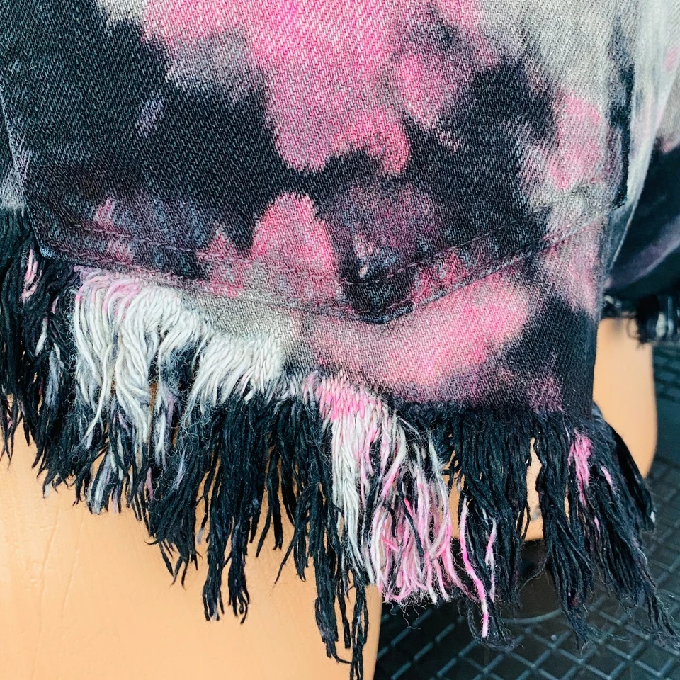 Pantalones Cortos Carmar Jean Para Mujer Gótico Bohemio Hippie Tie Dye Flecos Pesados Colorido 27 Foto 4 de 4