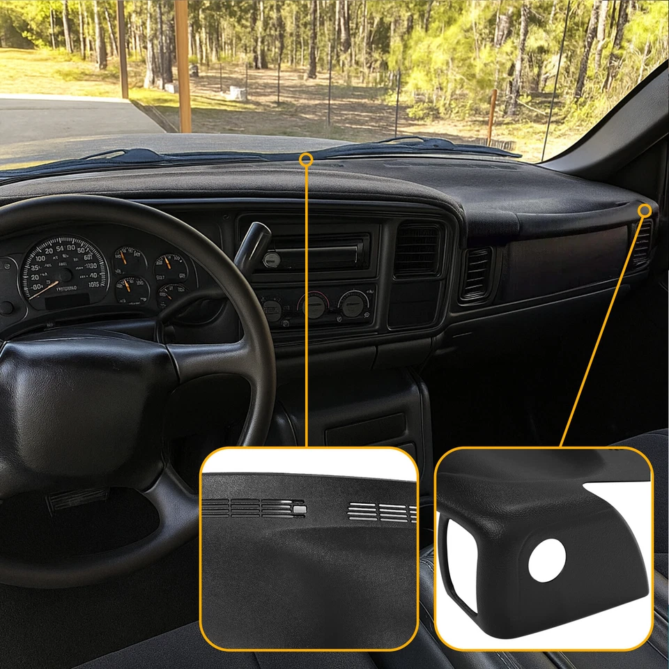 Black Molded Dash Cover Cap Board Overlay For 1999-06 03 Chevy Silverado Sierra - Image 4 of 4