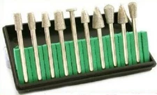 10pc Diamond Mount Burr Drill Bit Set 1/8" Shank 150 Grit Ceramics Stone Glass 